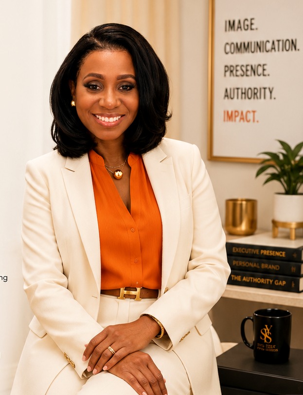 Shelly-Ann Campbell, founder of Style Your Success, seated in her professional workspace.
